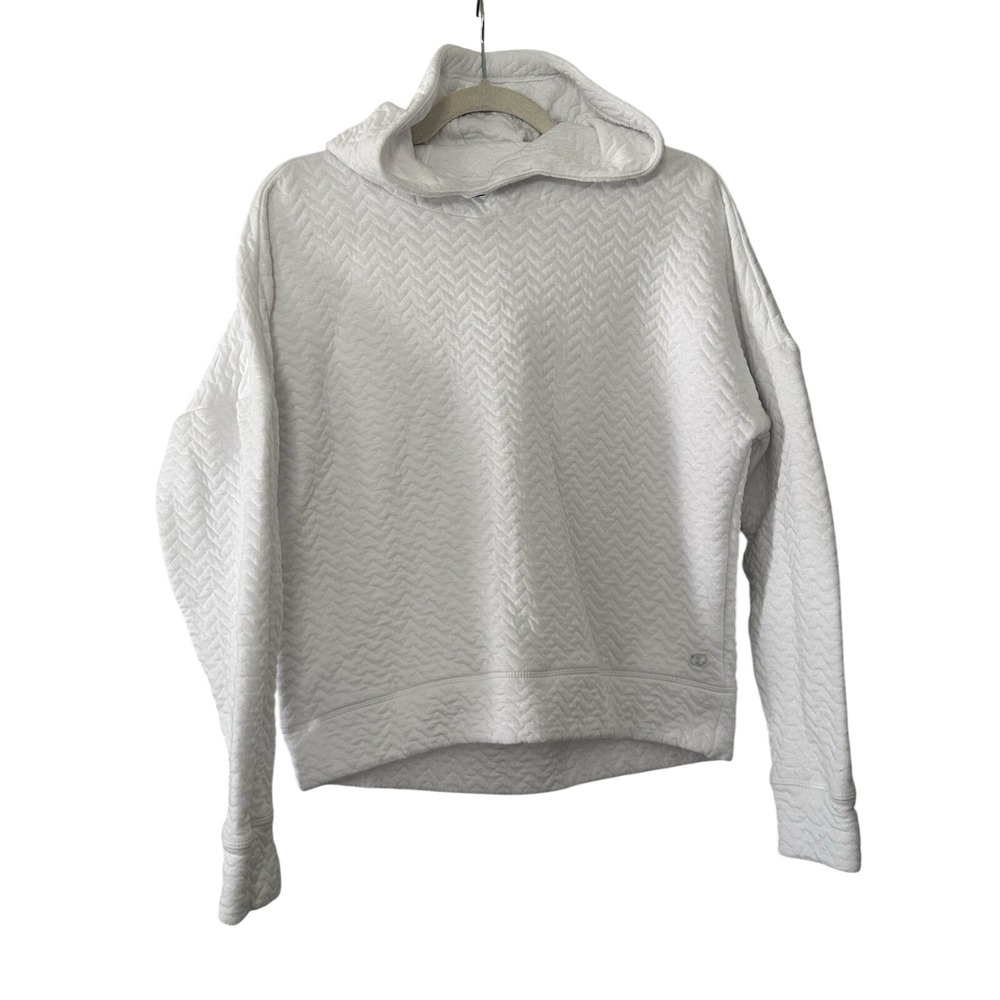 Spalding Women's L White Quilted Hoodie Athletic Pullover Sweatshirt | SKU 0826